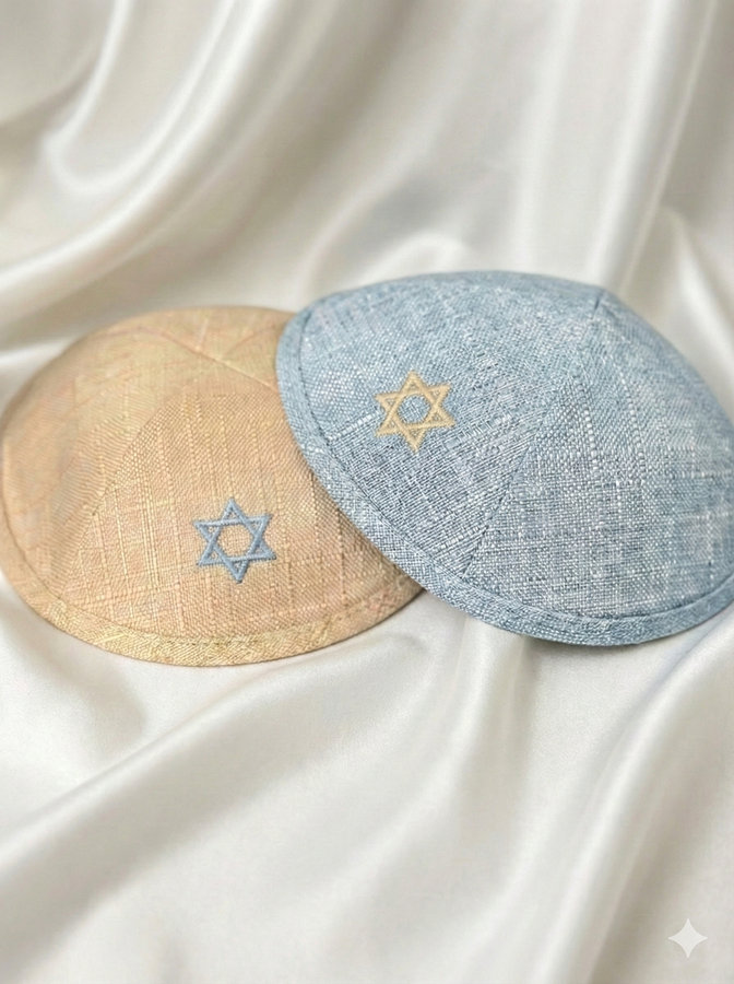 כיפה פשתן ברקמה אישית